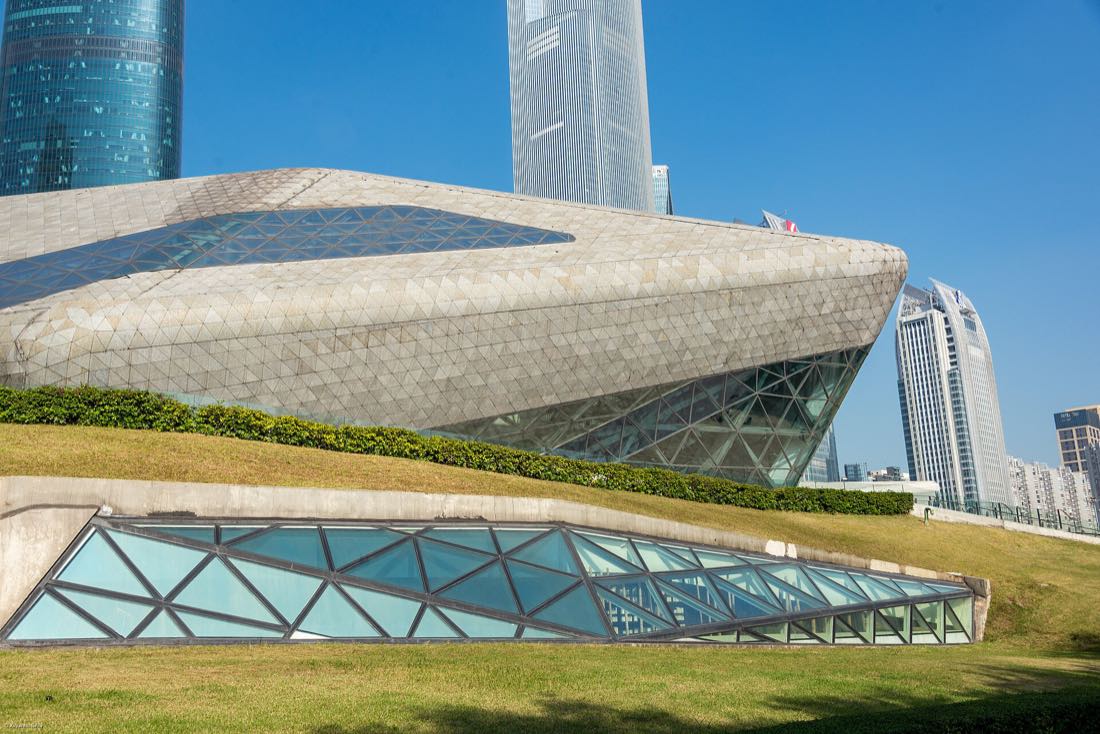 Zaha Hadid's Guangzhou Opera House on the Zhujiang New Town axis
